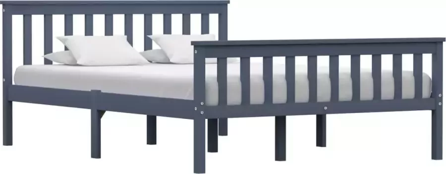 VidaLife Bedframe massief grenenhout grijs 140x200 cm - Foto 6