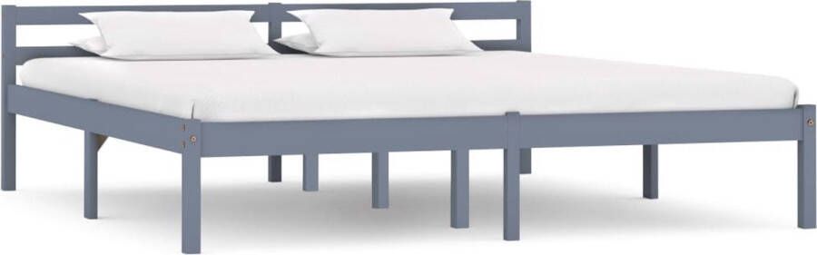 VidaLife Bedframe massief grenenhout grijs 160x200 cm