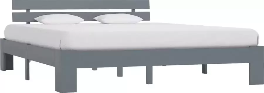 VidaLife Bedframe massief grenenhout grijs 160x200 cm - Foto 7