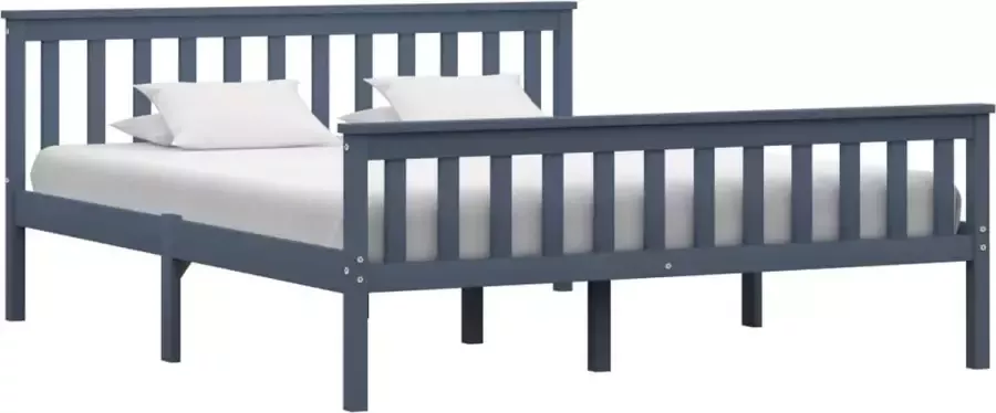 VidaLife Bedframe massief grenenhout grijs 160x200 cm - Foto 6