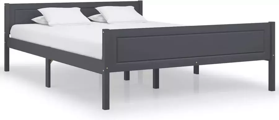VidaLife Bedframe massief grenenhout grijs 160x200 cm - Foto 5