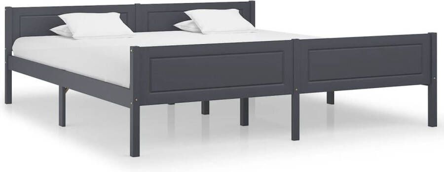 VidaLife Bedframe massief grenenhout grijs 180x200 cm