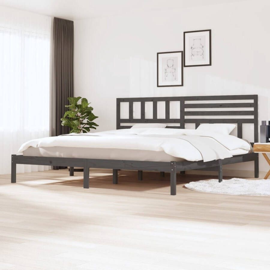 VidaLife Bedframe massief grenenhout grijs 200x200 cm