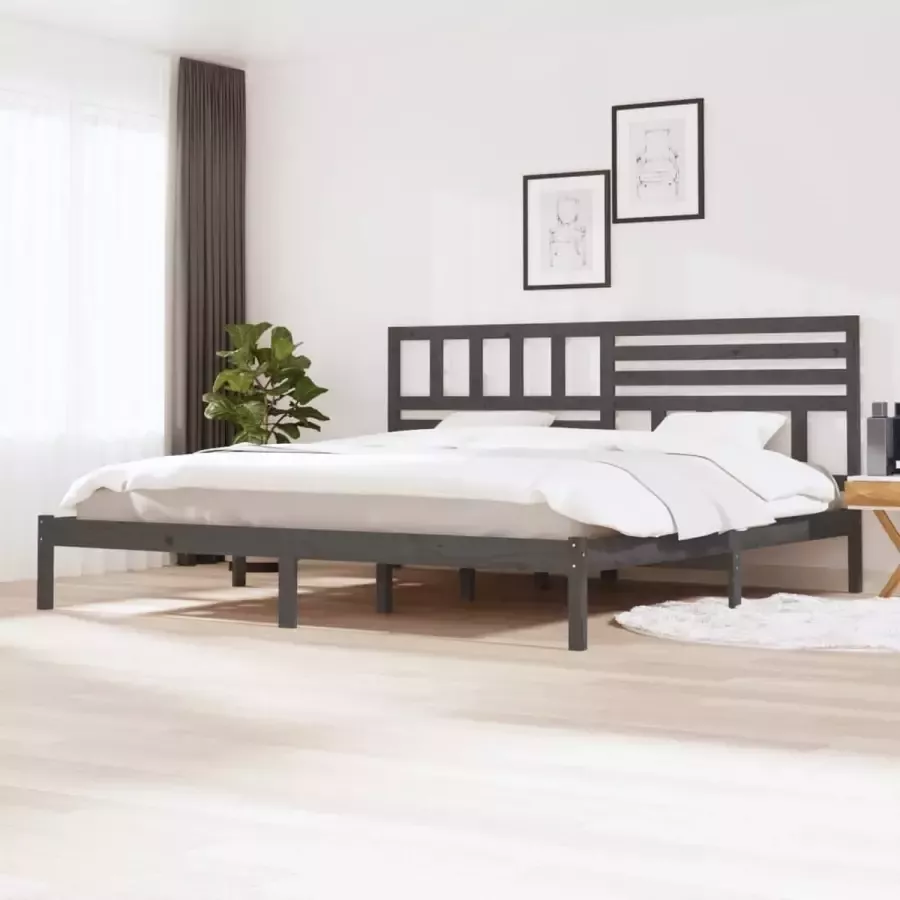 VidaLife Bedframe massief grenenhout grijs 200x200 cm - Foto 2