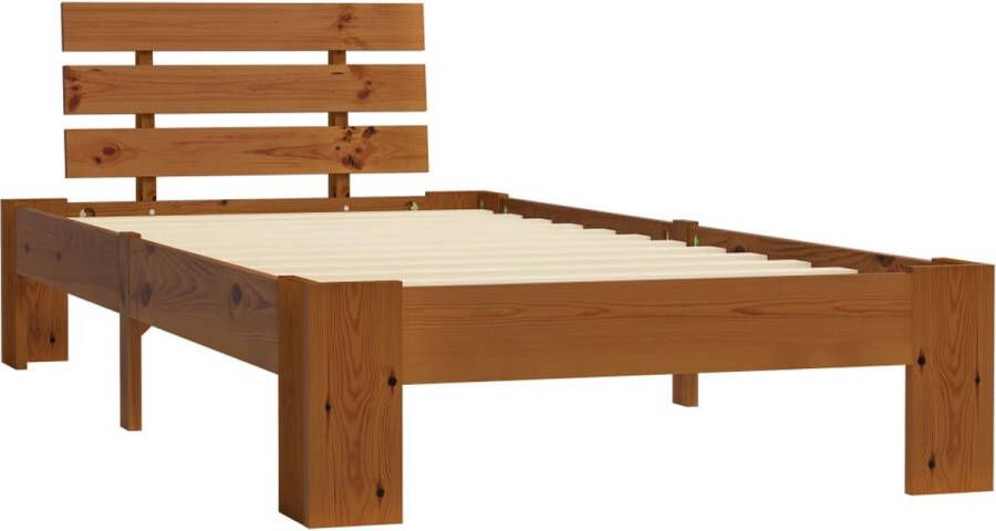 VidaLife Bedframe massief grenenhout honingbruin 100x200 cm