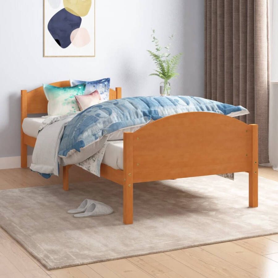 VidaLife Bedframe massief grenenhout honingbruin 100x200 cm