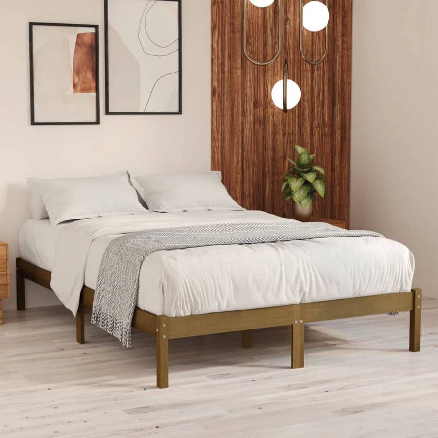 VidaLife Bedframe massief grenenhout honingbruin 120x200 cm