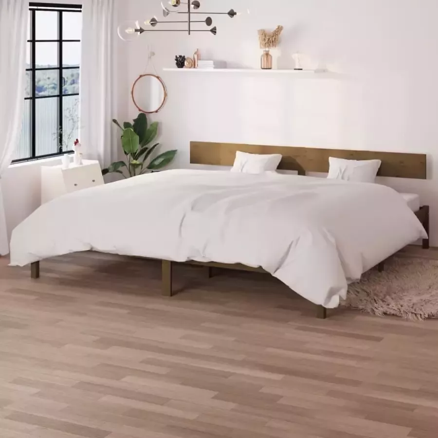 VidaLife Bedframe massief grenenhout honingbruin 200x200 cm