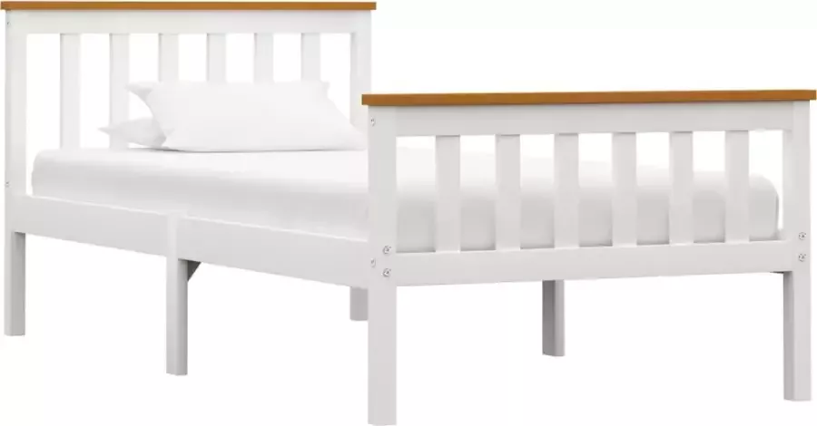VidaLife Bedframe massief grenenhout wit 100x200 cm - Foto 6