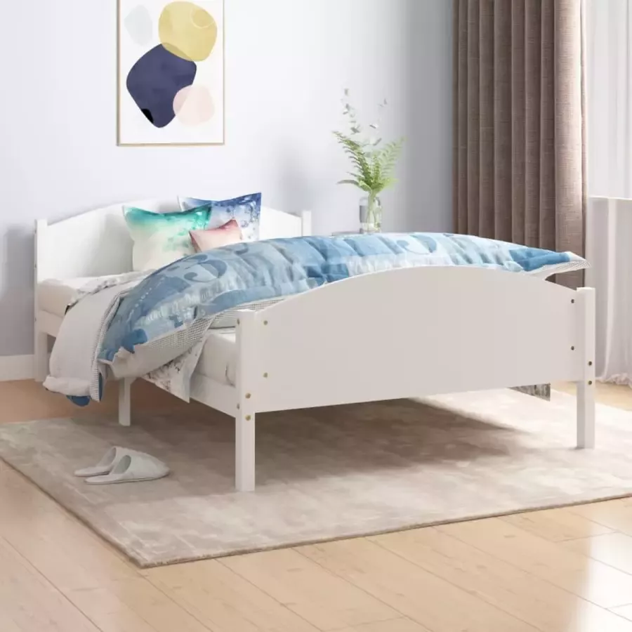 VidaLife Bedframe massief grenenhout wit 140x200 cm