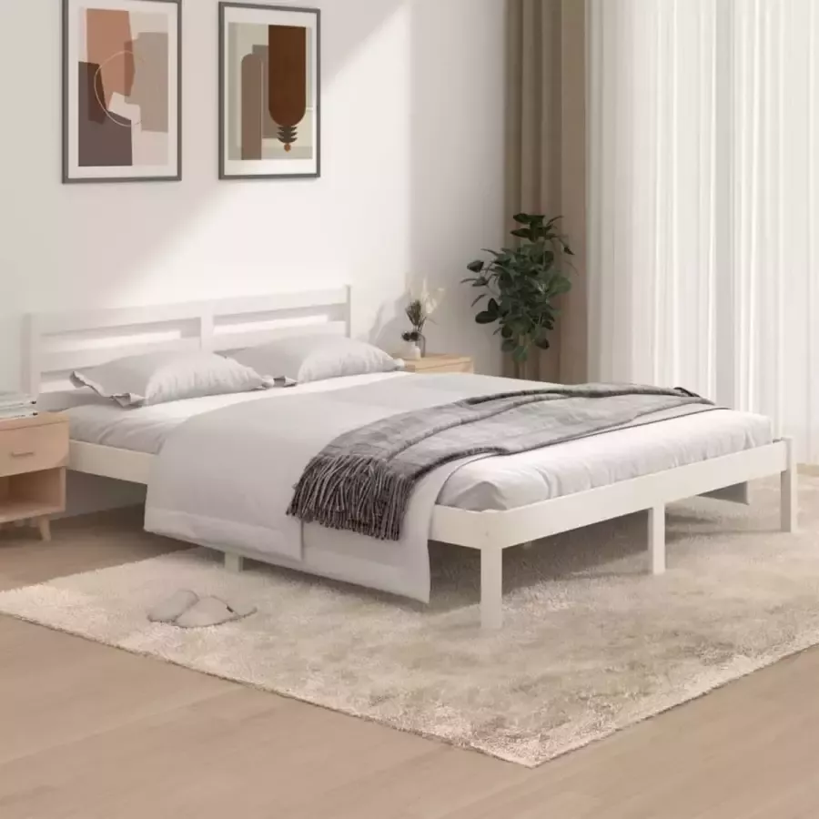 VidaLife Bedframe massief grenenhout wit 150x200 cm 5FT King Size