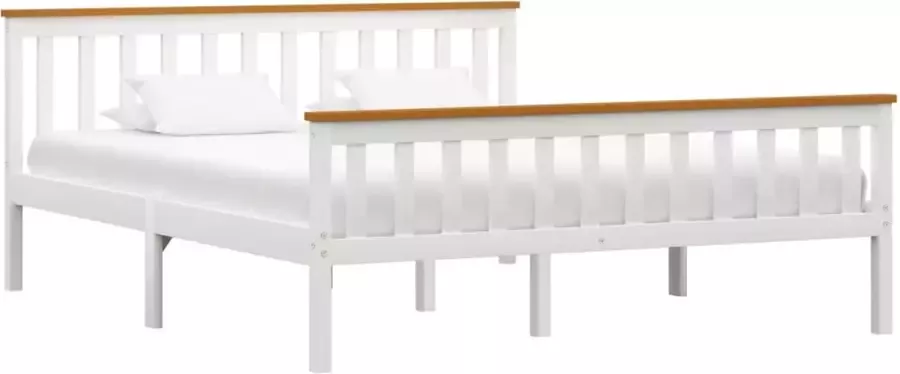 VidaLife Bedframe massief grenenhout wit 160x200 cm - Foto 7