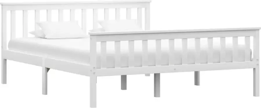 VidaLife Bedframe massief grenenhout wit 160x200 cm - Foto 8