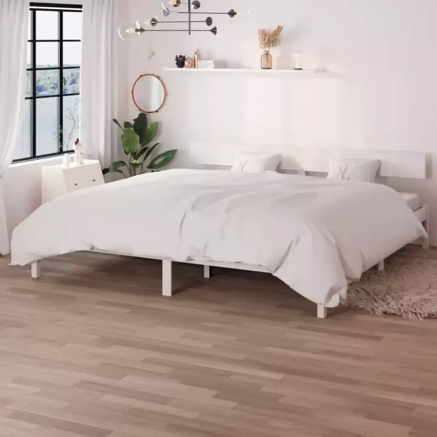 VidaLife Bedframe massief grenenhout wit 200x200 cm