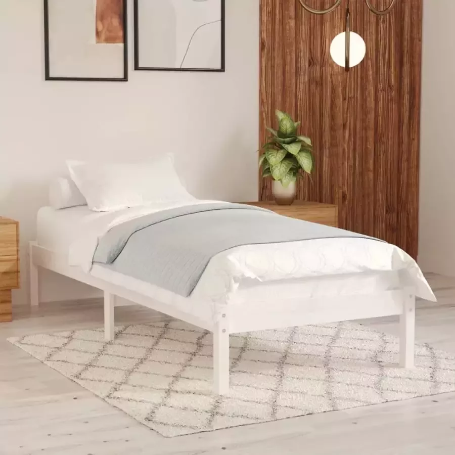 VidaLife Bedframe massief grenenhout wit 75x190 cm UK Small Single