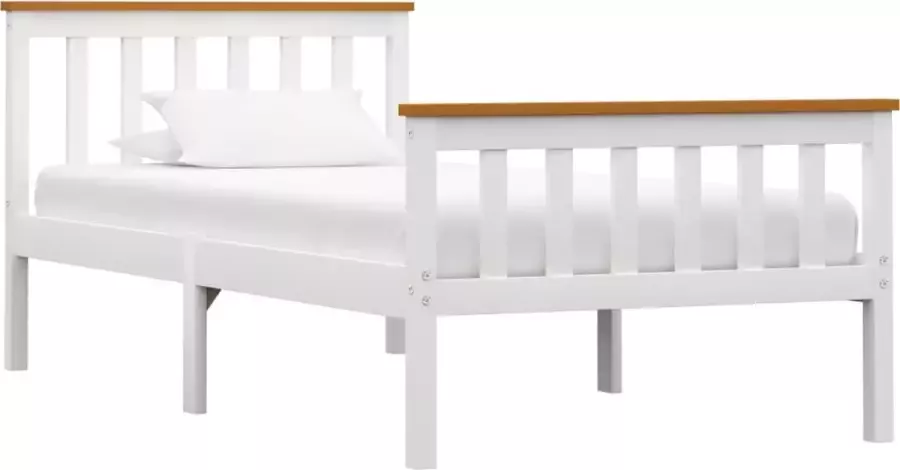VidaLife Bedframe massief grenenhout wit 90x200 cm - Foto 9