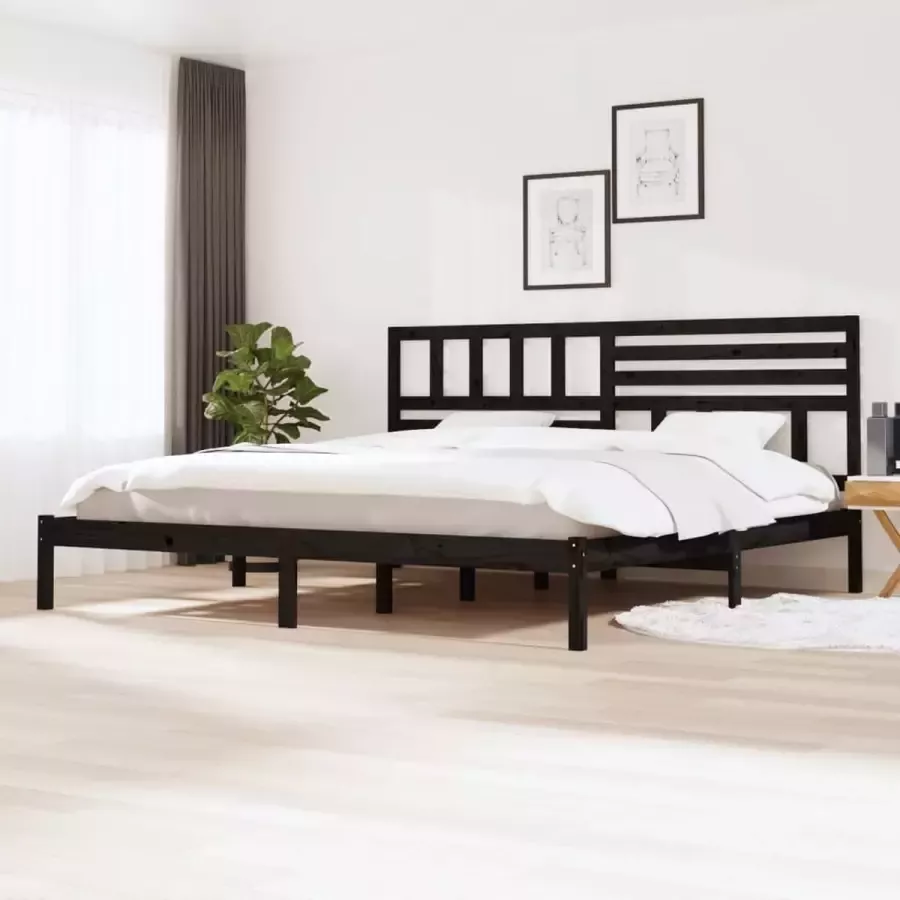 VidaLife Bedframe massief grenenhout zwart 180x200 cm 6FT Super King