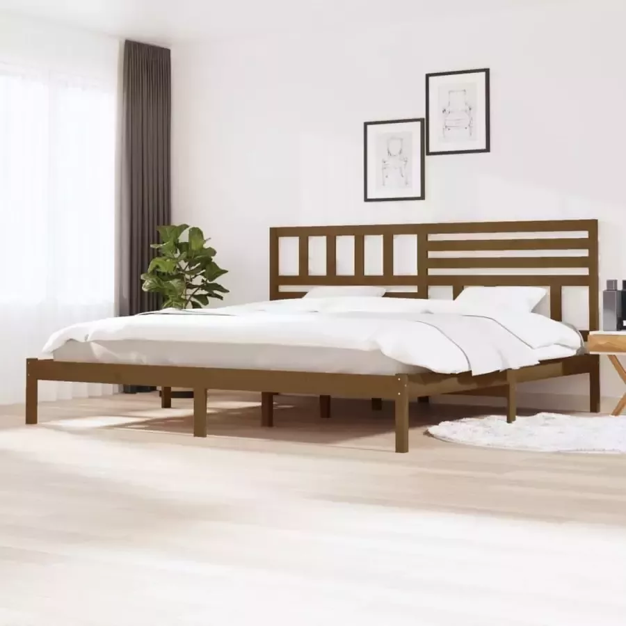 VidaLife Bedframe massief hout honingbruin 180x200 cm 6FT Super King
