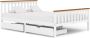 VidaLife Bedframe met 2 lades massief grenenhout wit 140x200 cm - Thumbnail 1