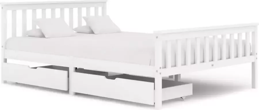 VidaLife Bedframe met 2 lades massief grenenhout wit 140x200 cm - Foto 2