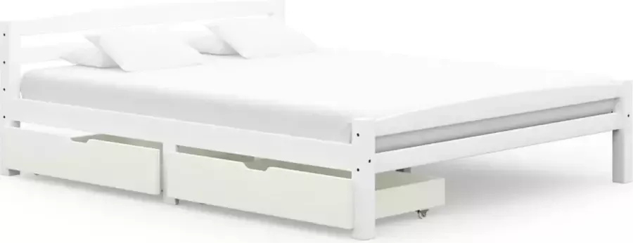 VidaLife Bedframe met 2 lades massief grenenhout wit 160x200 cm - Foto 3