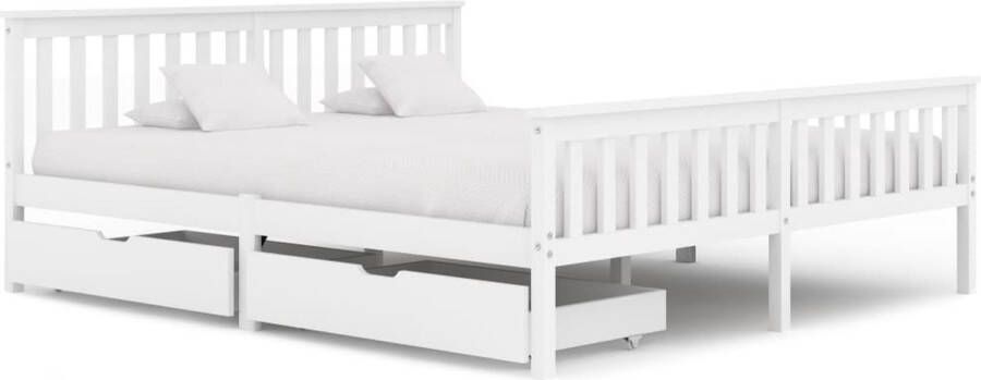 VidaLife Bedframe met 2 lades massief grenenhout wit 180x200 cm