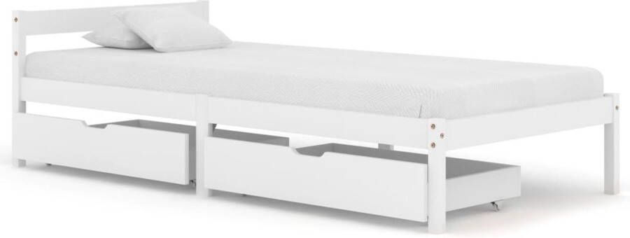 VidaLife Bedframe met 2 lades massief grenenhout wit 90x200 cm