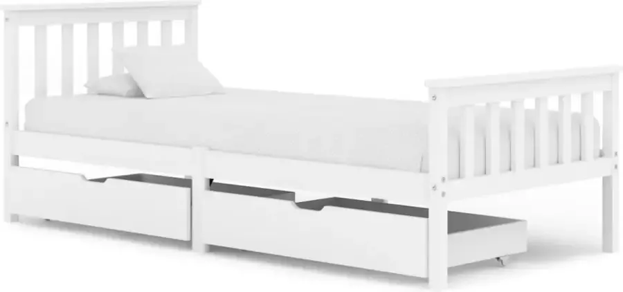 VidaLife Bedframe met 2 lades massief grenenhout wit 90x200 cm - Foto 2