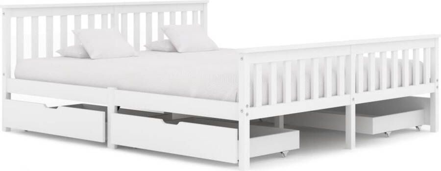 VidaLife Bedframe met 4 lades massief grenenhout wit 180x200 cm