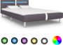 VidaLife Bedframe met LED kunstleer grijs 140x200 cm - Thumbnail 2