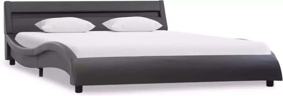 VidaLife Bedframe met LED kunstleer grijs 160x200 cm