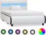 VidaLife Bedframe met LED kunstleer wit 100x200 cm - Thumbnail 1