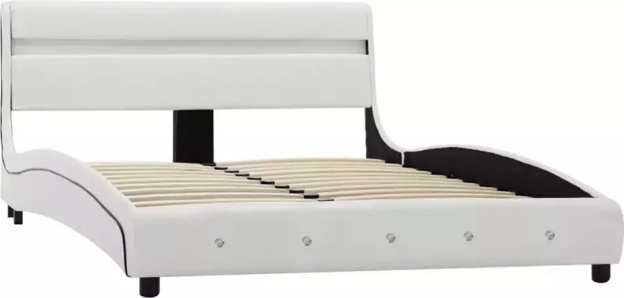 VidaLife Bedframe met LED kunstleer wit 120x200 cm - Foto 6