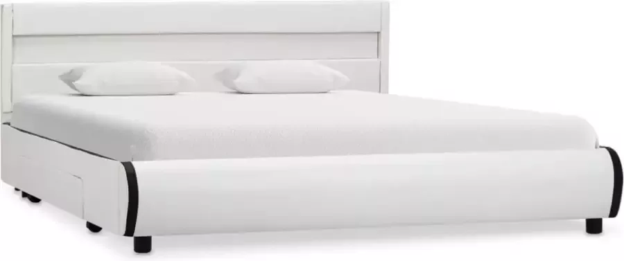 VidaLife Bedframe met LED kunstleer wit 140x200 cm - Foto 6
