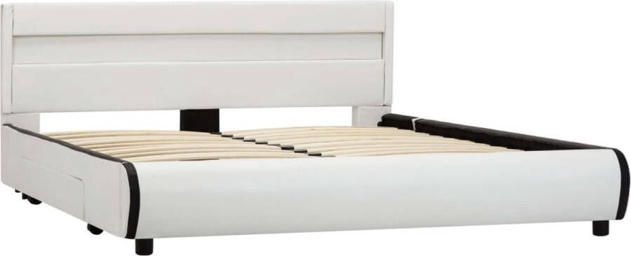 VidaLife Bedframe met LED kunstleer wit 160x200 cm