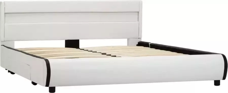 VidaLife Bedframe met LED kunstleer wit 160x200 cm - Foto 5