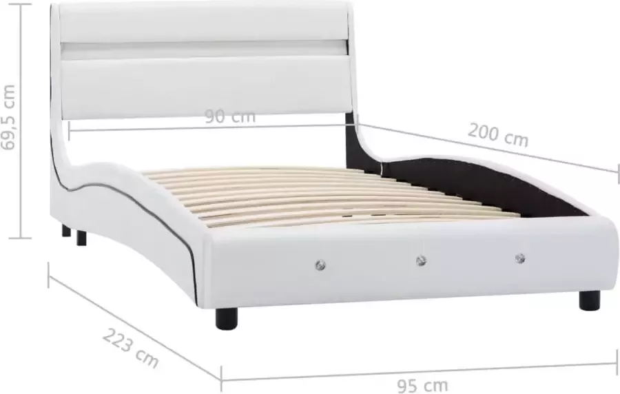 VidaLife Bedframe met LED kunstleer wit 90x200 cm