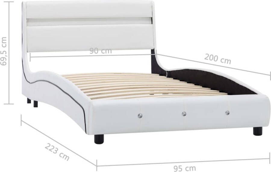 VidaLife Bedframe met LED kunstleer wit 90x200 cm