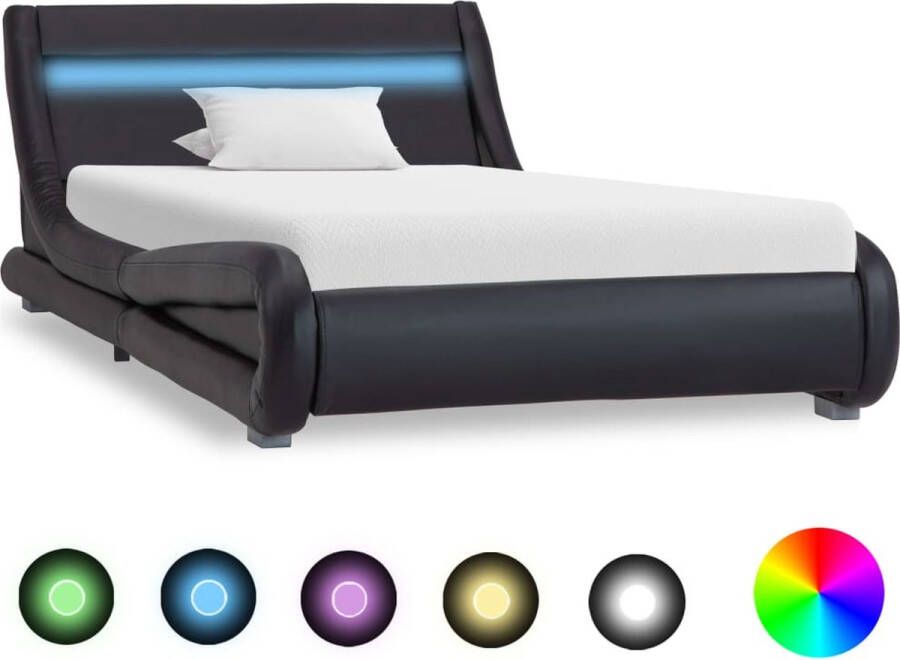 VidaLife Bedframe met LED kunstleer zwart 100x200 cm