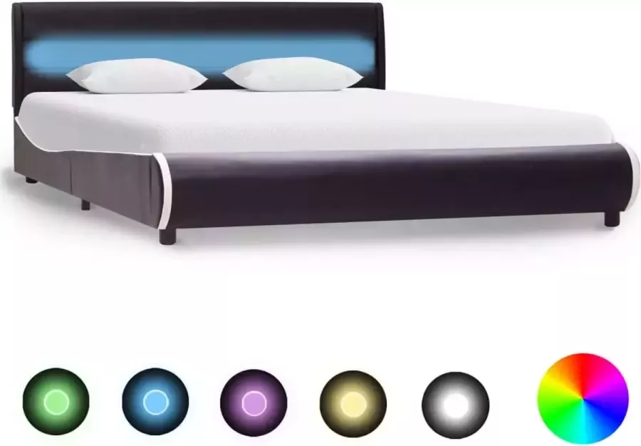 VidaLife Bedframe met LED kunstleer zwart 120x200 cm - Foto 2