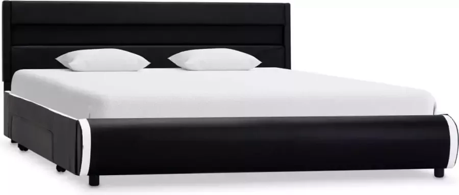 VidaLife Bedframe met LED kunstleer zwart 120x200 cm - Foto 5