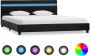 VidaLife Bedframe met LED kunstleer zwart 140x200 cm - Thumbnail 1