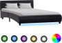 VidaLife Bedframe met LED kunstleer zwart 140x200 cm - Thumbnail 2