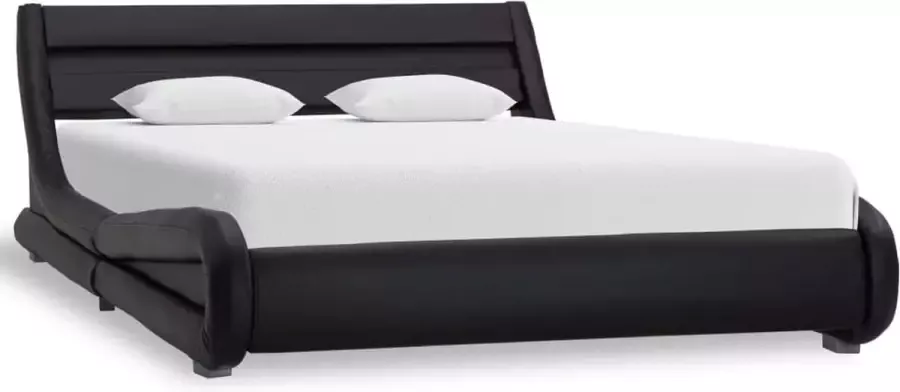 VidaLife Bedframe met LED kunstleer zwart 140x200 cm
