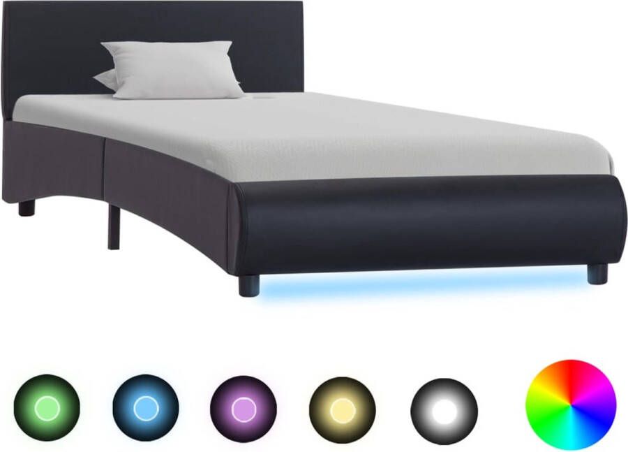 VidaLife Bedframe met LED kunstleer zwart 90x200 cm