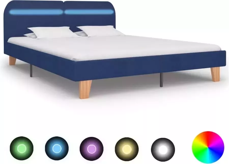 VidaLife Bedframe met LED stof blauw 180x200 cm