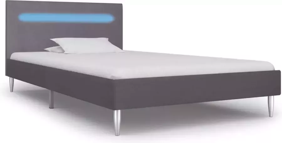 VidaLife Bedframe met LED stof grijs 90x200 cm