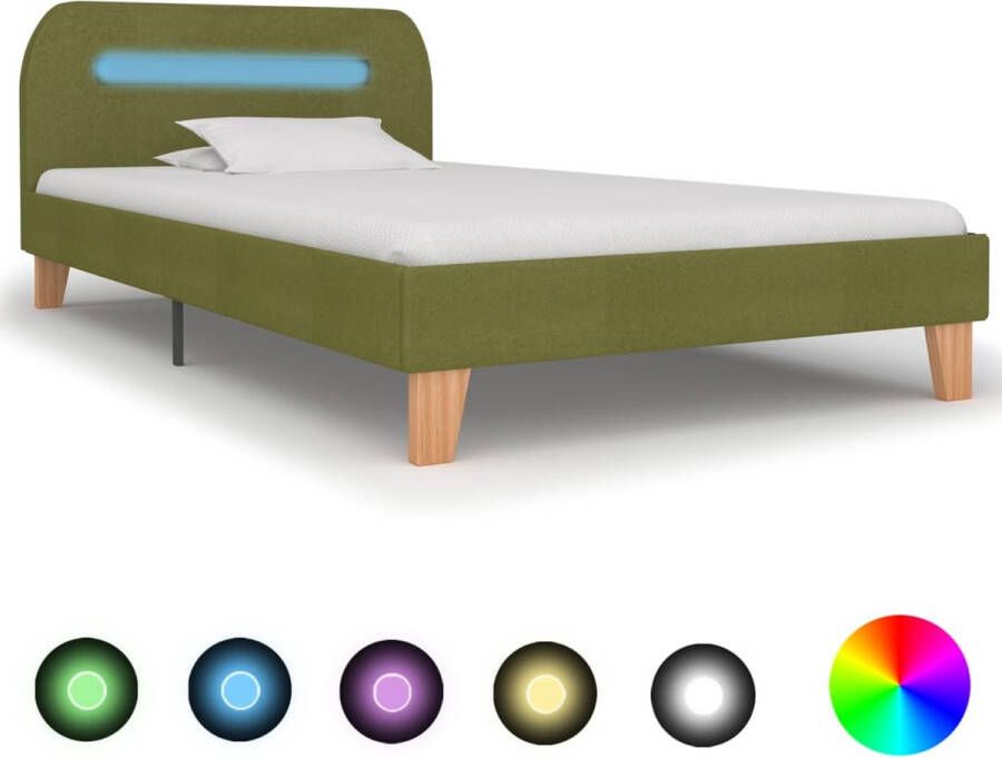 VidaLife Bedframe met LED stof groen 90x200 cm