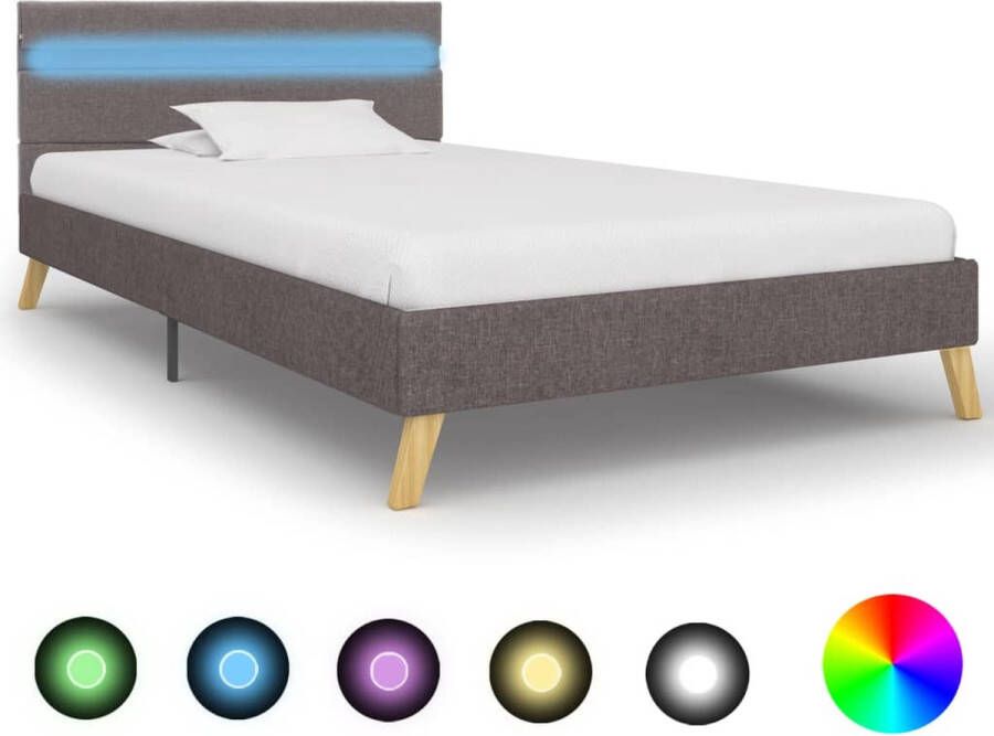 VidaLife Bedframe met LED stof lichtgrijs 100x200 cm