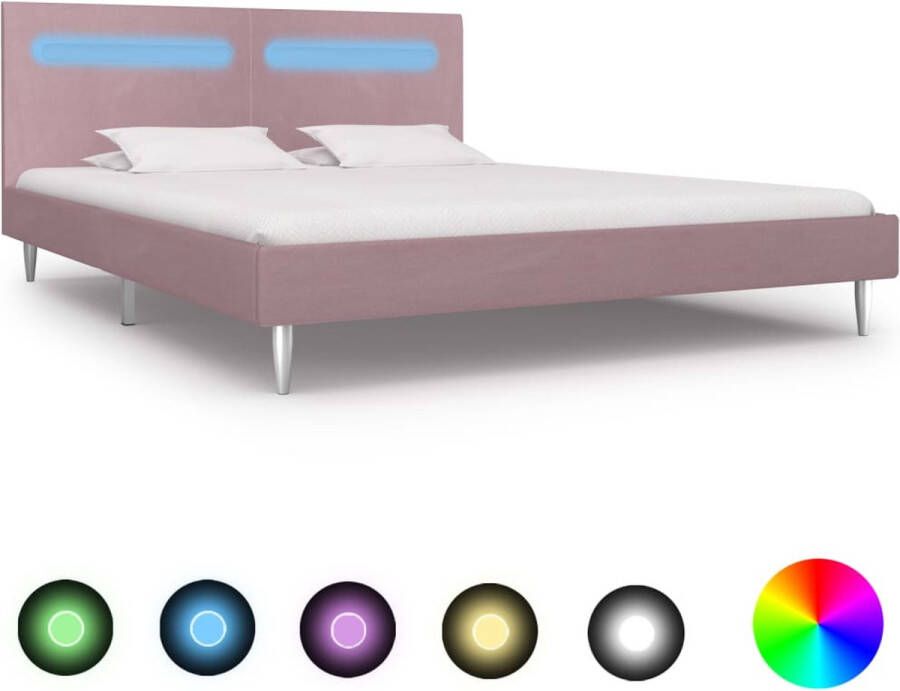 VidaLife Bedframe met LED stof roze 180x200 cm